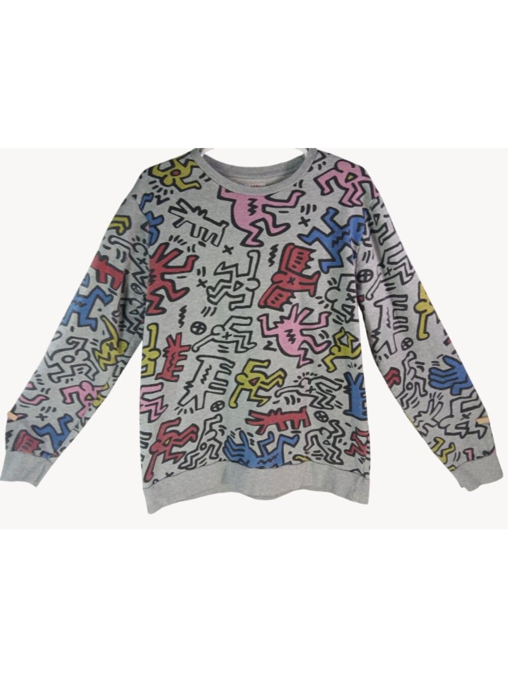 Keith Haring Forever 21 Gray Graphic Sweatshirt Womens Large Colorful Abstract - Picture 4 of 8